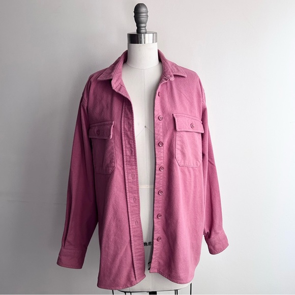 Vintage Tops - VINTAGE 1990’S LL BEAN 100% COTTON MADE IN ISA MAUVE PINK FLEECE FLANNEL